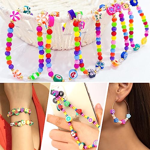 480PCS Fruit Flower Polymer Clay Beads - DIY Scrapbooking Kit