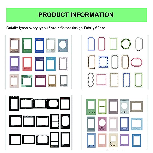 60Pcs Decorative Scrapbook Sticker Set for DIY Crafting