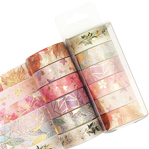 Floral Gold Washi Tape Set - Romantic Flowers