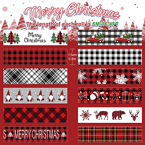 Christmas Plaid Washi Tape with Holiday Patterns - Scrapbooking