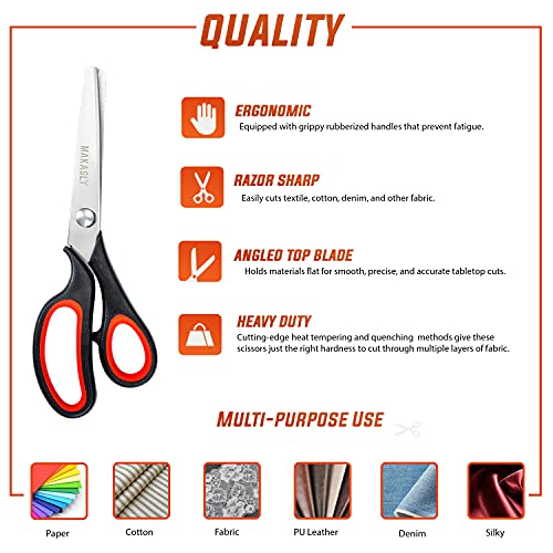 Makasla Red Zig Zag Pinking Shears, Decorative Scissors