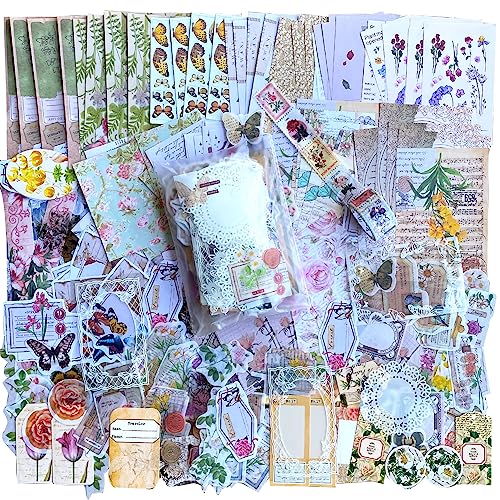400PCS Vintage Journaling Supplies Pack: Scrapbook Paper Kit