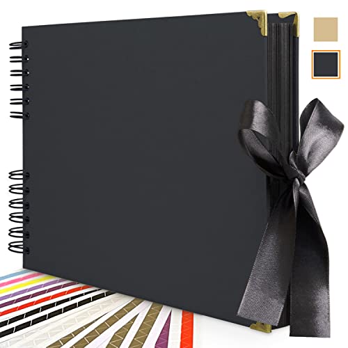 Handmade Personalized Black Scrapbook with 100 Pages