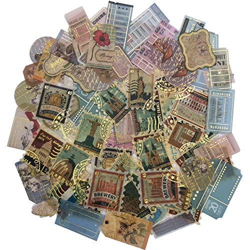 120PCS Vintage Gold Foil Washi Stickers for Scrapbooking