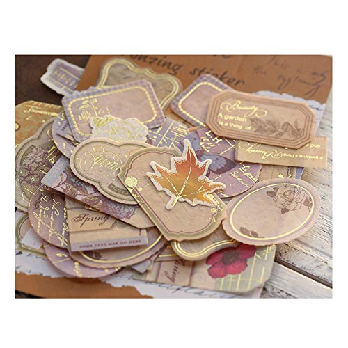 120PCS Vintage Gold Foil Washi Stickers for Scrapbooking