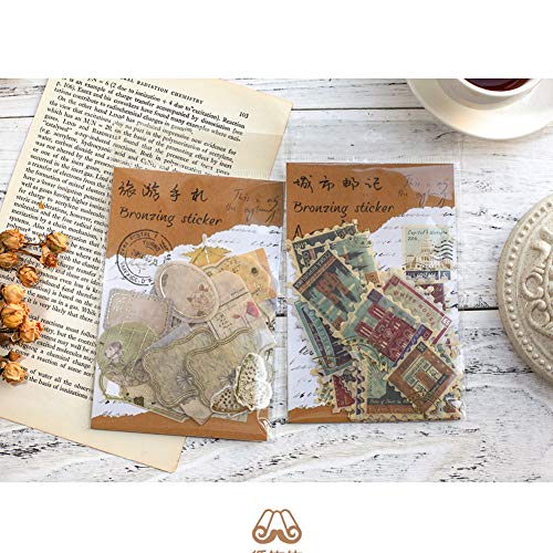 120PCS Vintage Gold Foil Washi Stickers for Scrapbooking