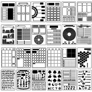 24-Piece Plastic Journal Stencil Set for Scrapbooking