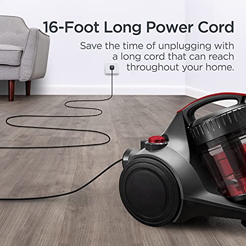 Eureka Whirlwind Bagless Canister Vacuum Cleaner, Lightweight, Red