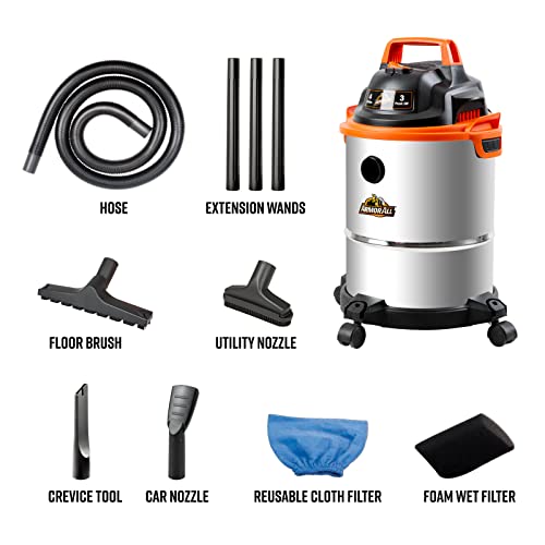 Armor All Wet/Dry Shop Vacuum, 4 Gallon, 3 HP