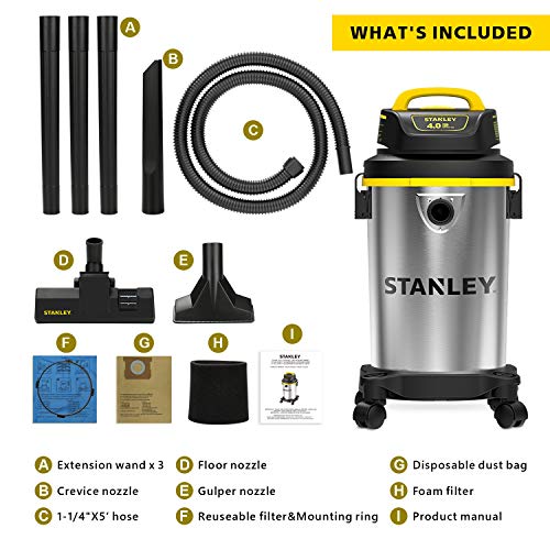 Stanley Wet/Dry Vacuum, 4 Gal, 4 HP