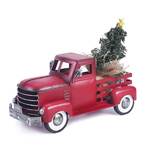 Vintage Red Metal Truck Christmas Decoration