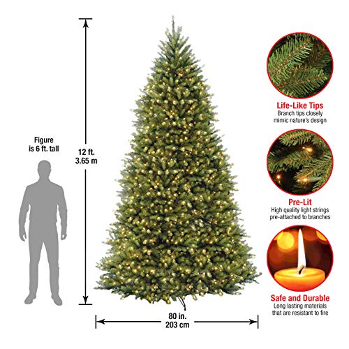 12ft Pre-Lit Artificial Christmas Tree - White Lights