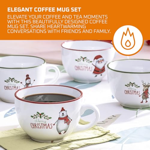4 Santa Ceramic Christmas Coffee Mugs