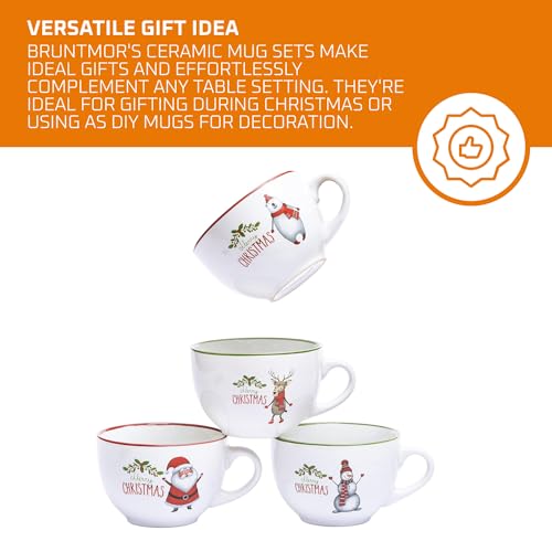 4 Santa Ceramic Christmas Coffee Mugs