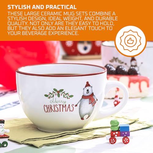 4 Santa Ceramic Christmas Coffee Mugs