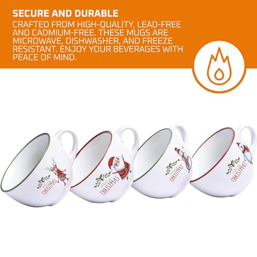 4 Santa Ceramic Christmas Coffee Mugs