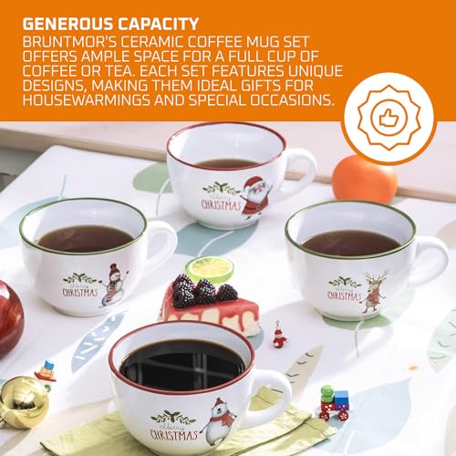 4 Santa Ceramic Christmas Coffee Mugs