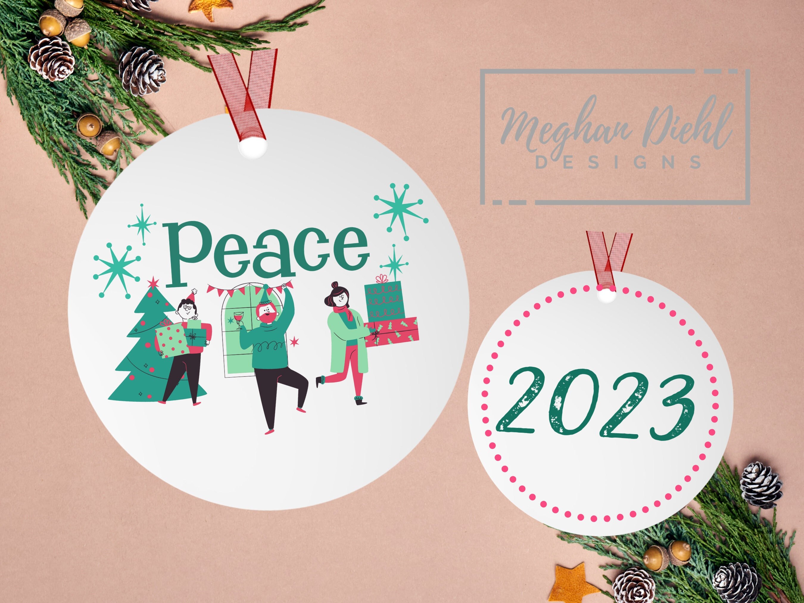 Retro Peace Christmas Ornament - Kitsch Gift Idea