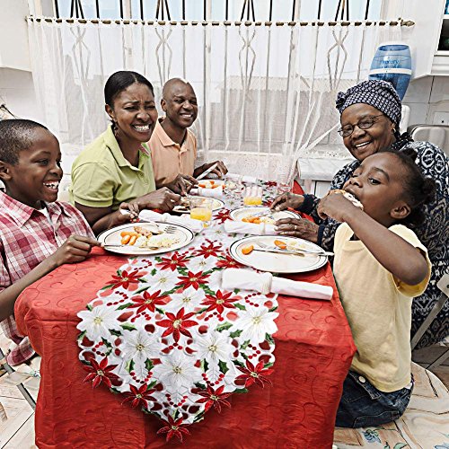 Embroidered Christmas Table Runner for Festive Decor - 70 Inch