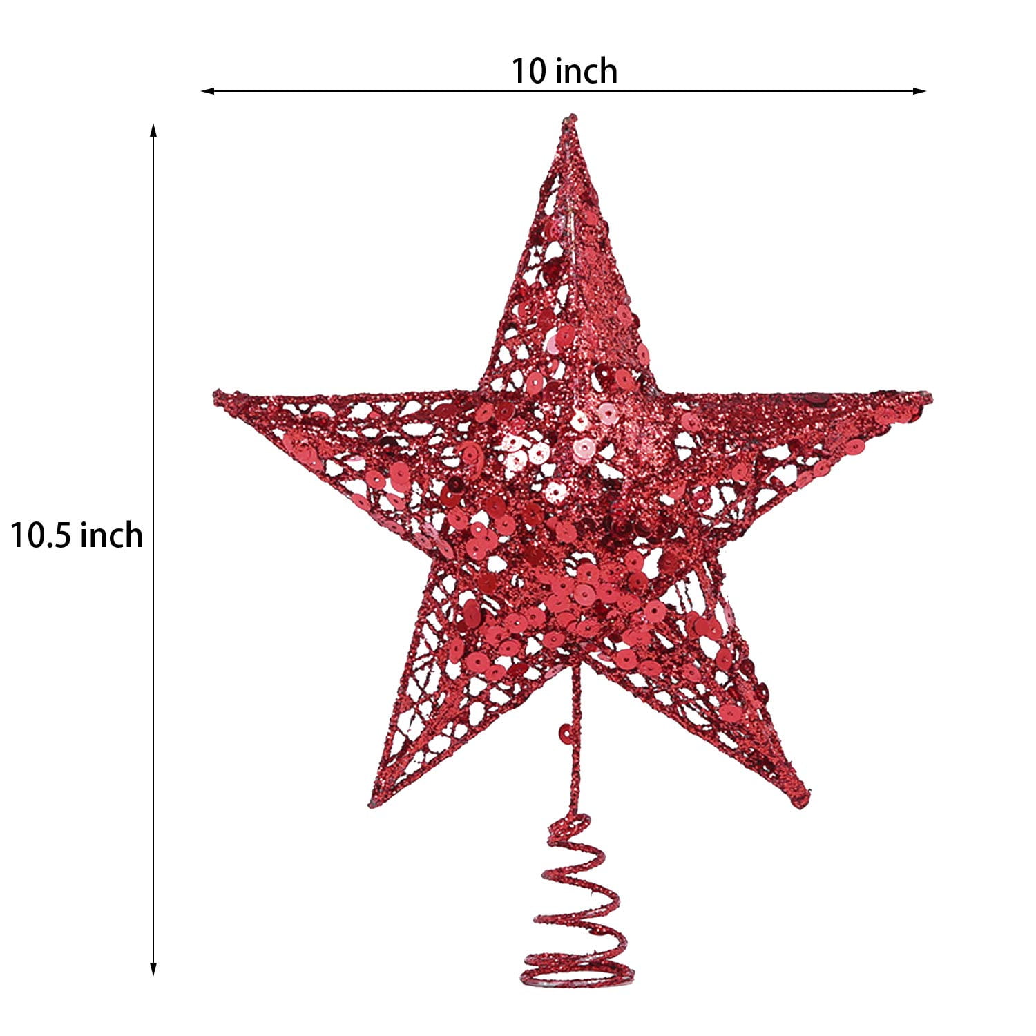 Glittered Christmas Tree Star Topper - Red