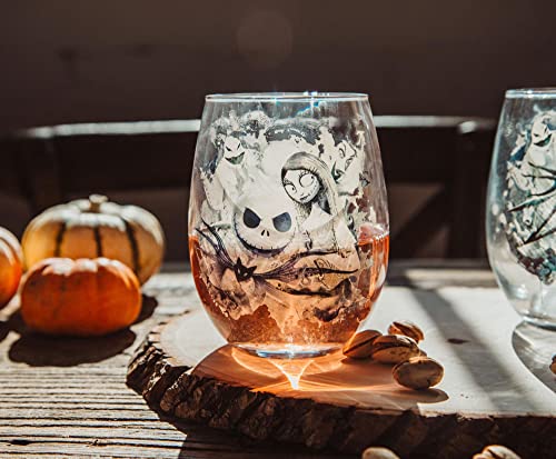 Disney Nightmare Before Christmas Wine Glasses, Set of 2
