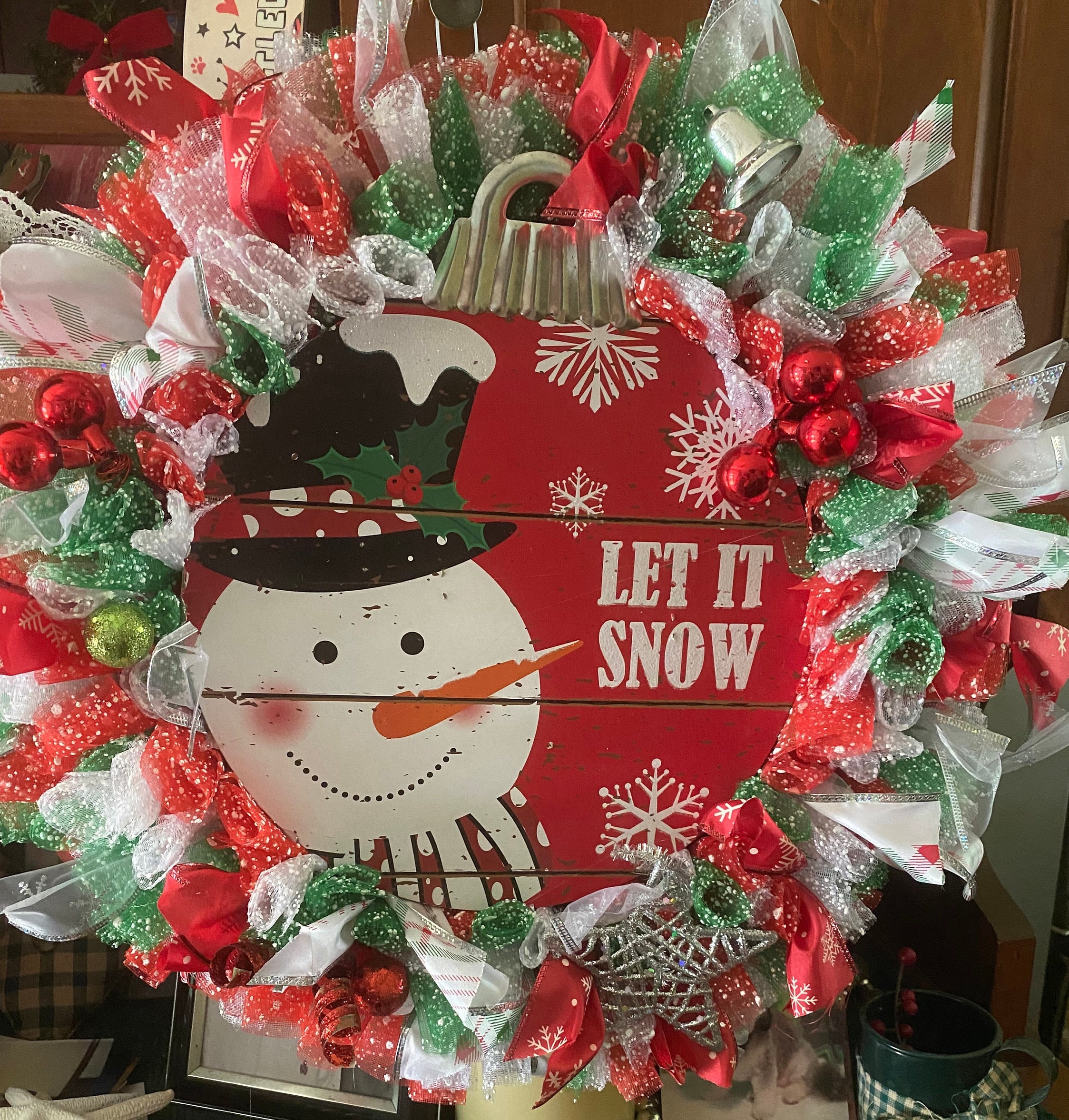 Let It Snow" Snowman Wreath