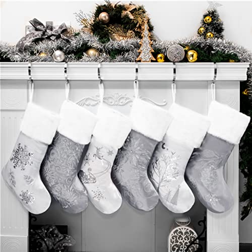 Silver Sequin Stockings: 6-Pack for Family