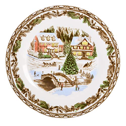 Gibson Home Christmas Toile 16 Piece Dinnerware Set, Multicolor -