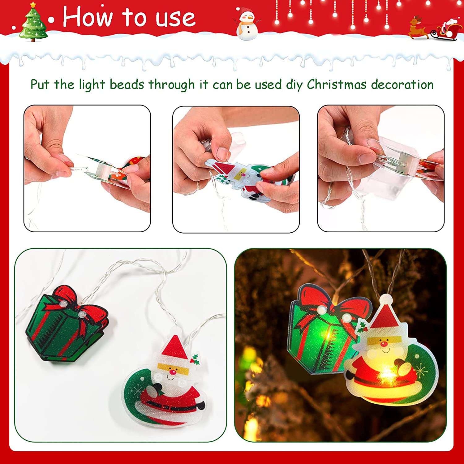 Outdoor Christmas Tree Lights with 20 Painted LEDs