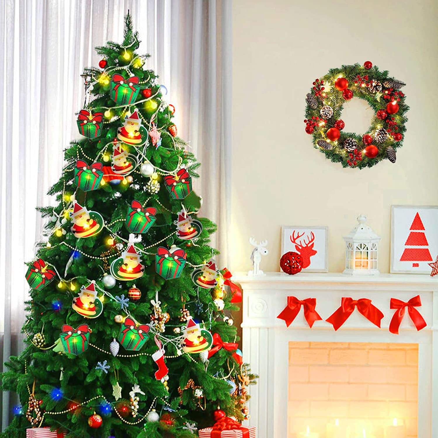 Outdoor Christmas Tree Lights with 20 Painted LEDs