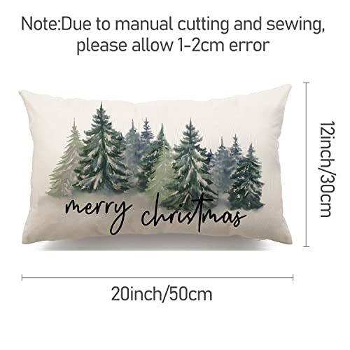 Watercolor Christmas Tree Pillow Cover - Rustic Style