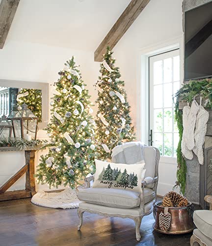 Watercolor Christmas Tree Pillow Cover - Rustic Style