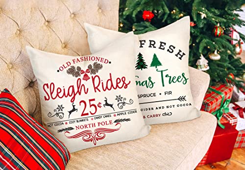 Farmhouse Christmas Pillow Covers Set of 4