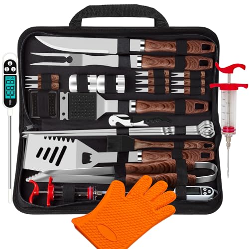 26pcs Stainless Steel BBQ Tools Set, Portable Bag