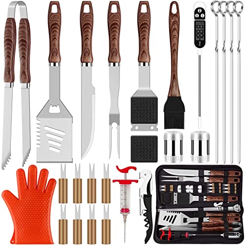 26pcs Stainless Steel BBQ Tools Set, Portable Bag