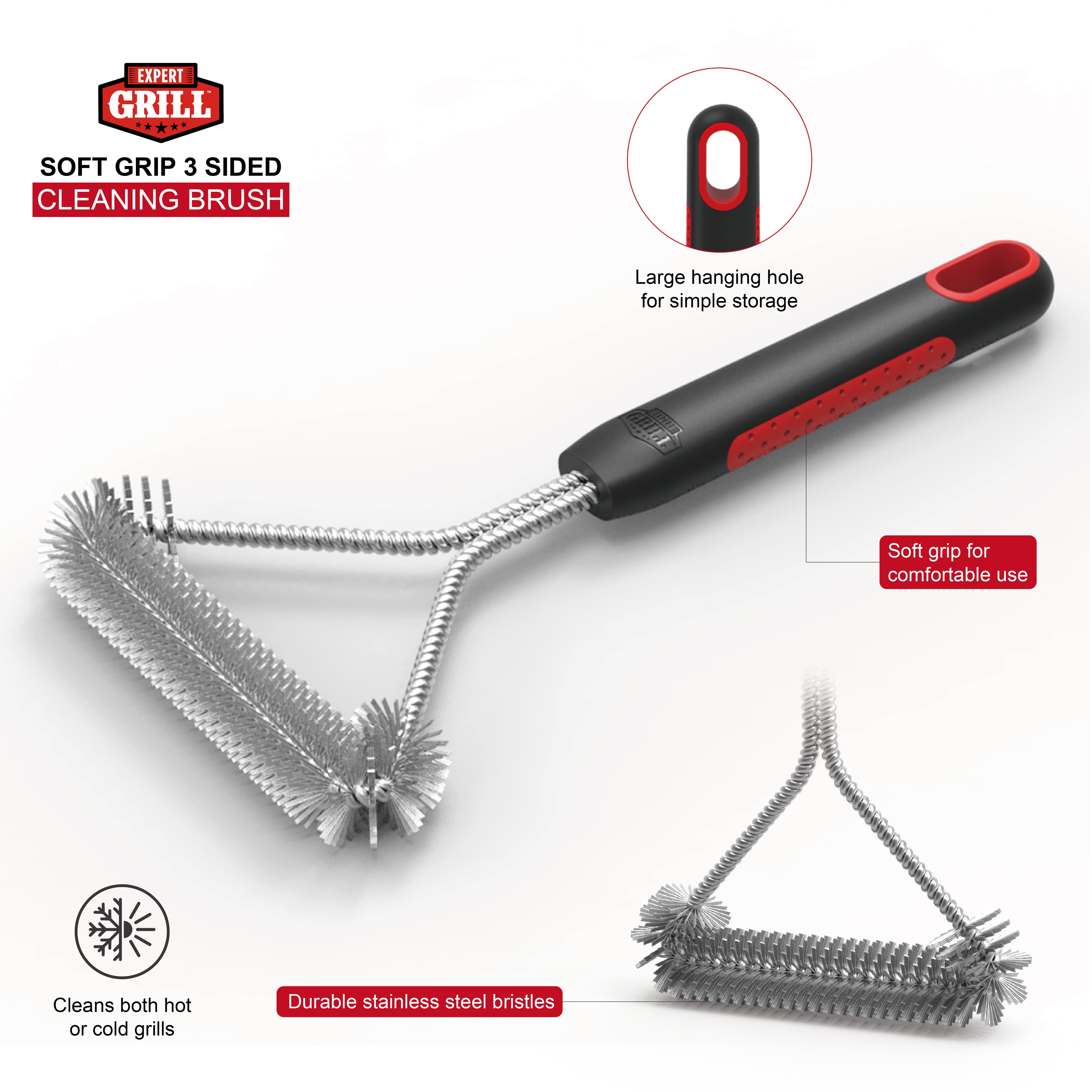 Small 3-Sided Grill Brush: Expert Guides with Soft Handle