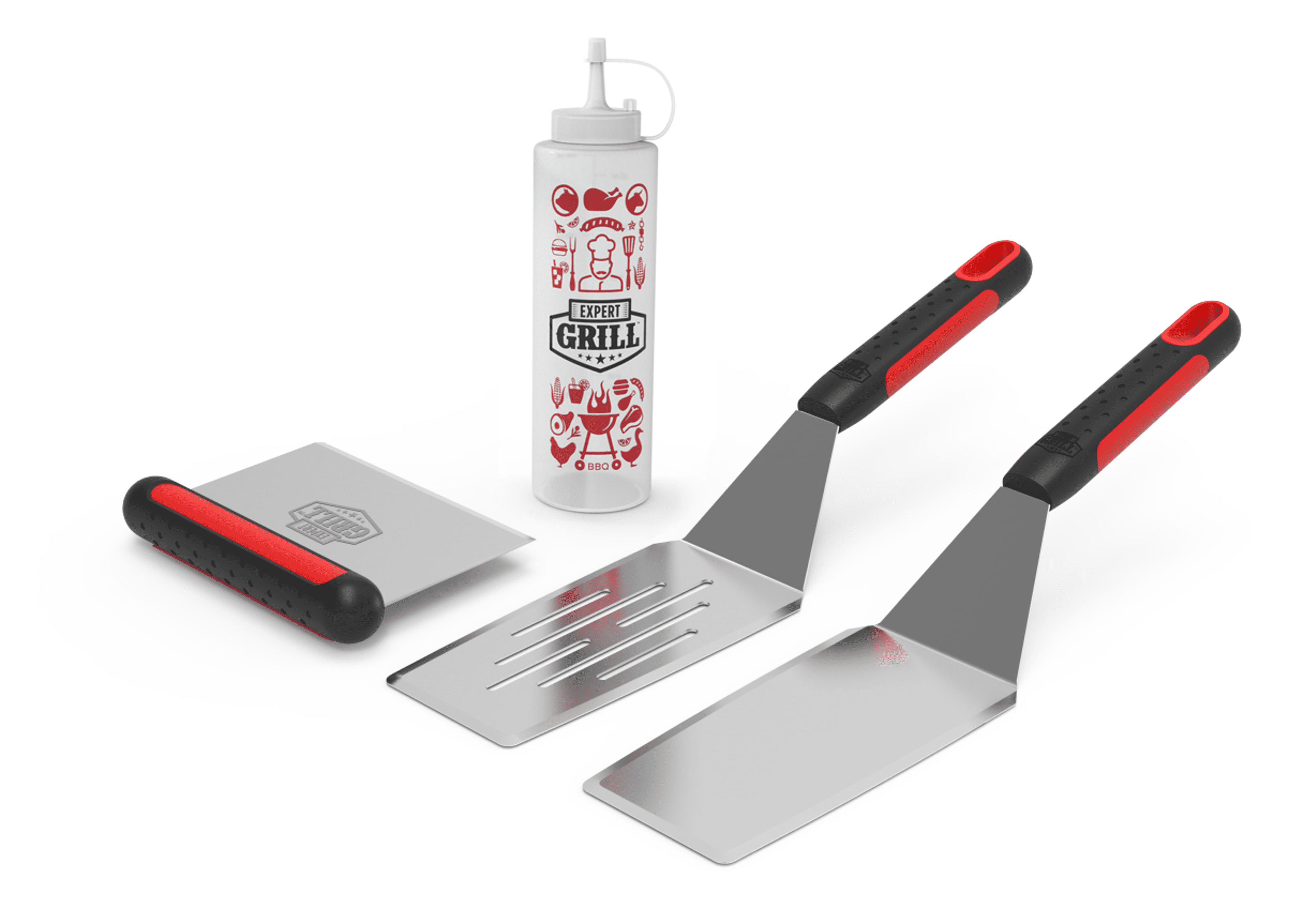 Stainless Steel BBQ Griddle Tool Set - 4 Pieces