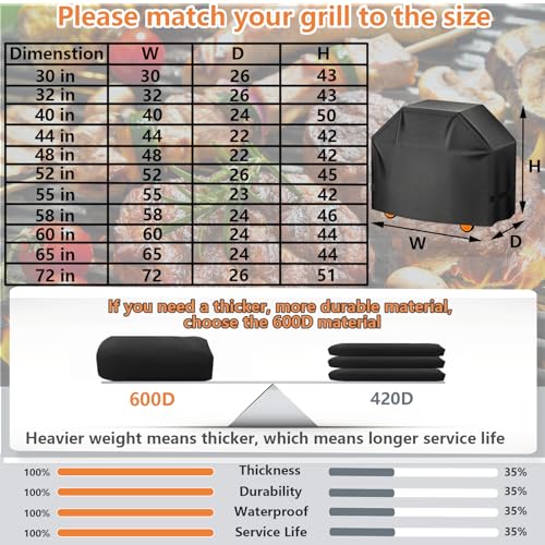 58-inch Waterproof BBQ Grill Cover for Weber, Char-Broil