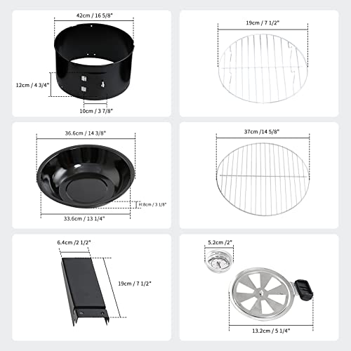 Tengchang 32" Charcoal Smoker BBQ Grill: Outdoor Cooker