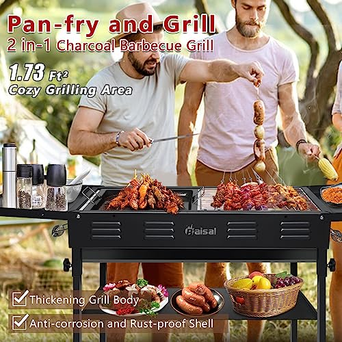 Baisal Portable Charcoal BBQ Grill, Foldable Camping Hibachi