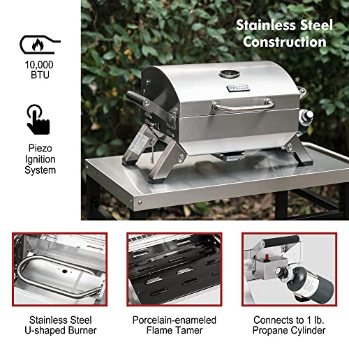 Portable Stainless Steel BBQ Grill, 10000 BTU
