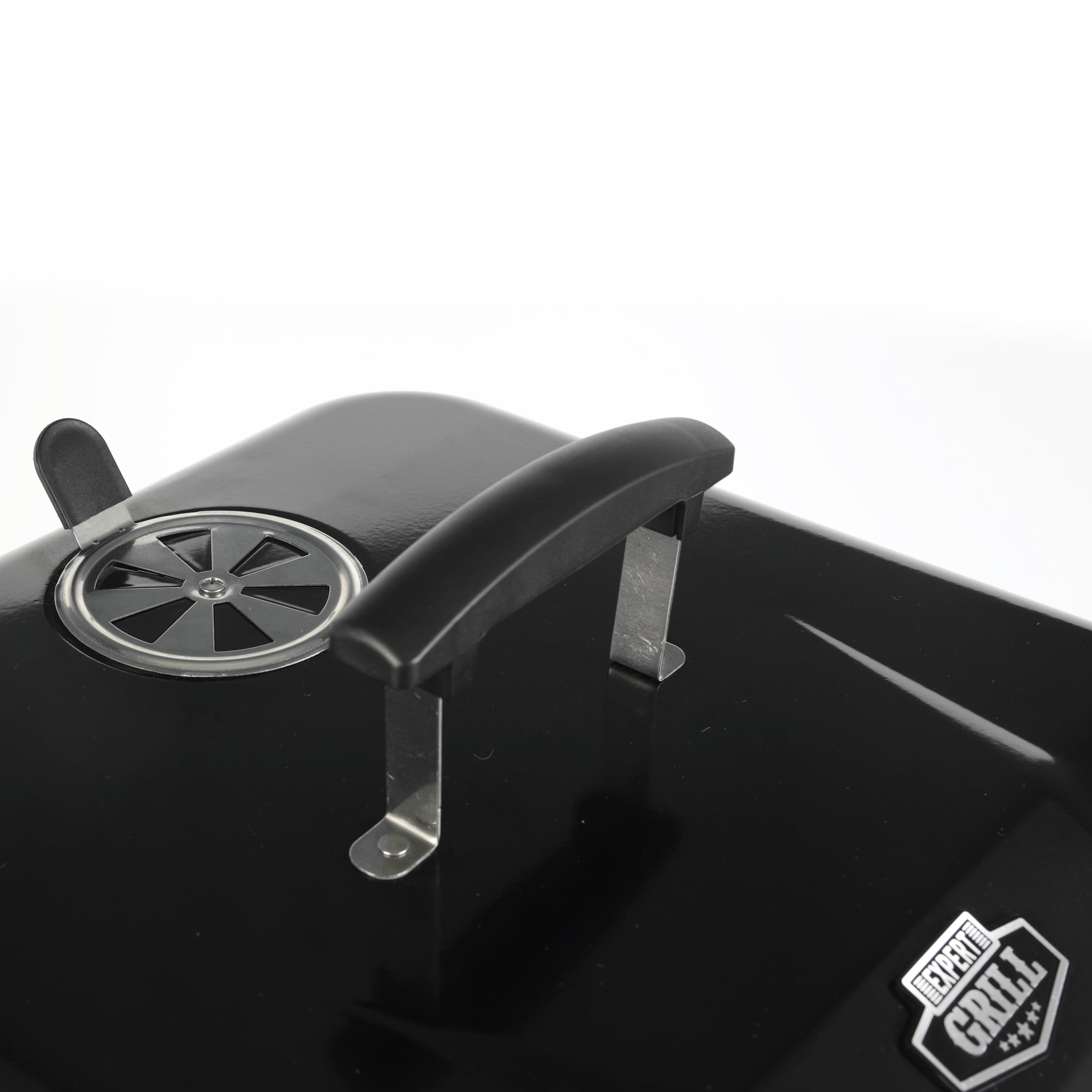 17.5" Black Square Charcoal Grill with Wheels - Expert