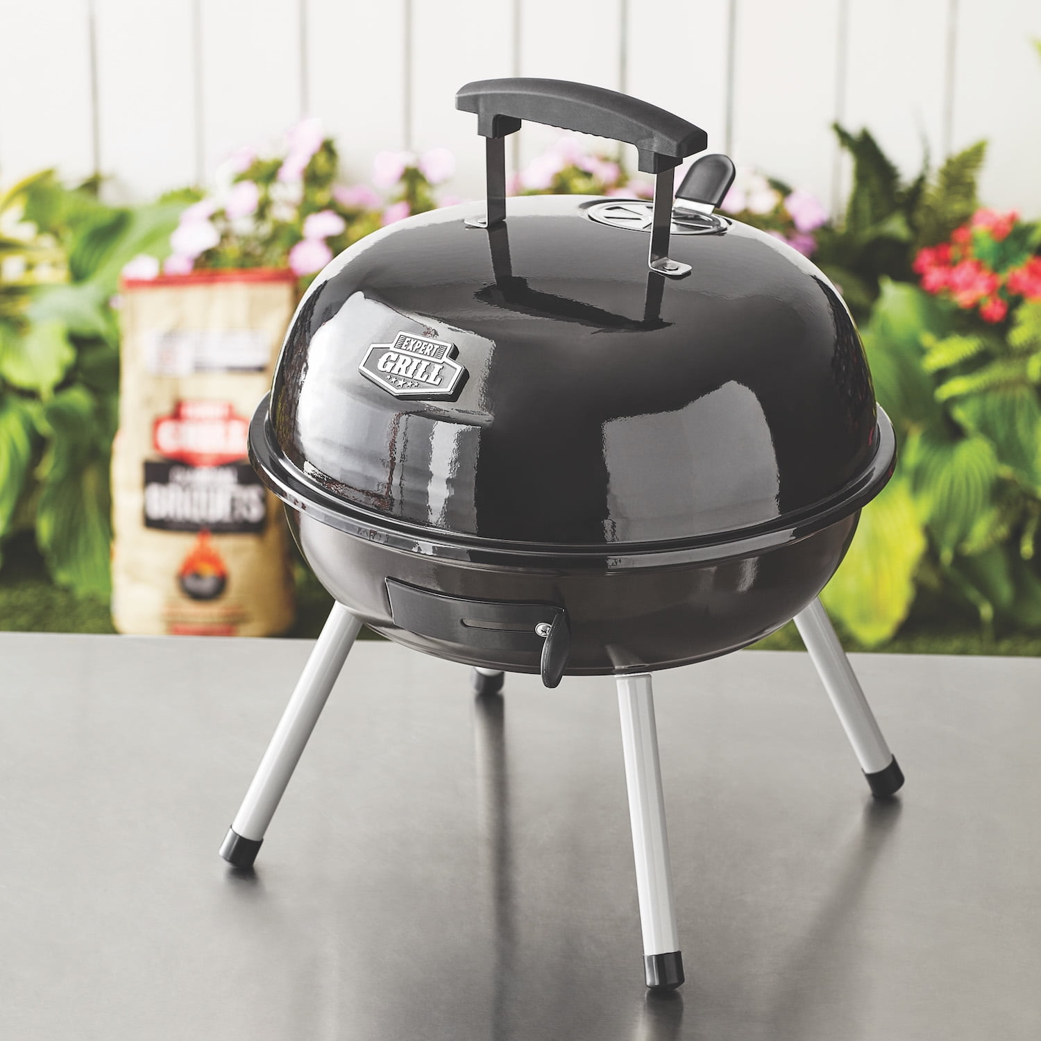 Portable Charcoal Grill - 14.5'' Expert Grill, Black