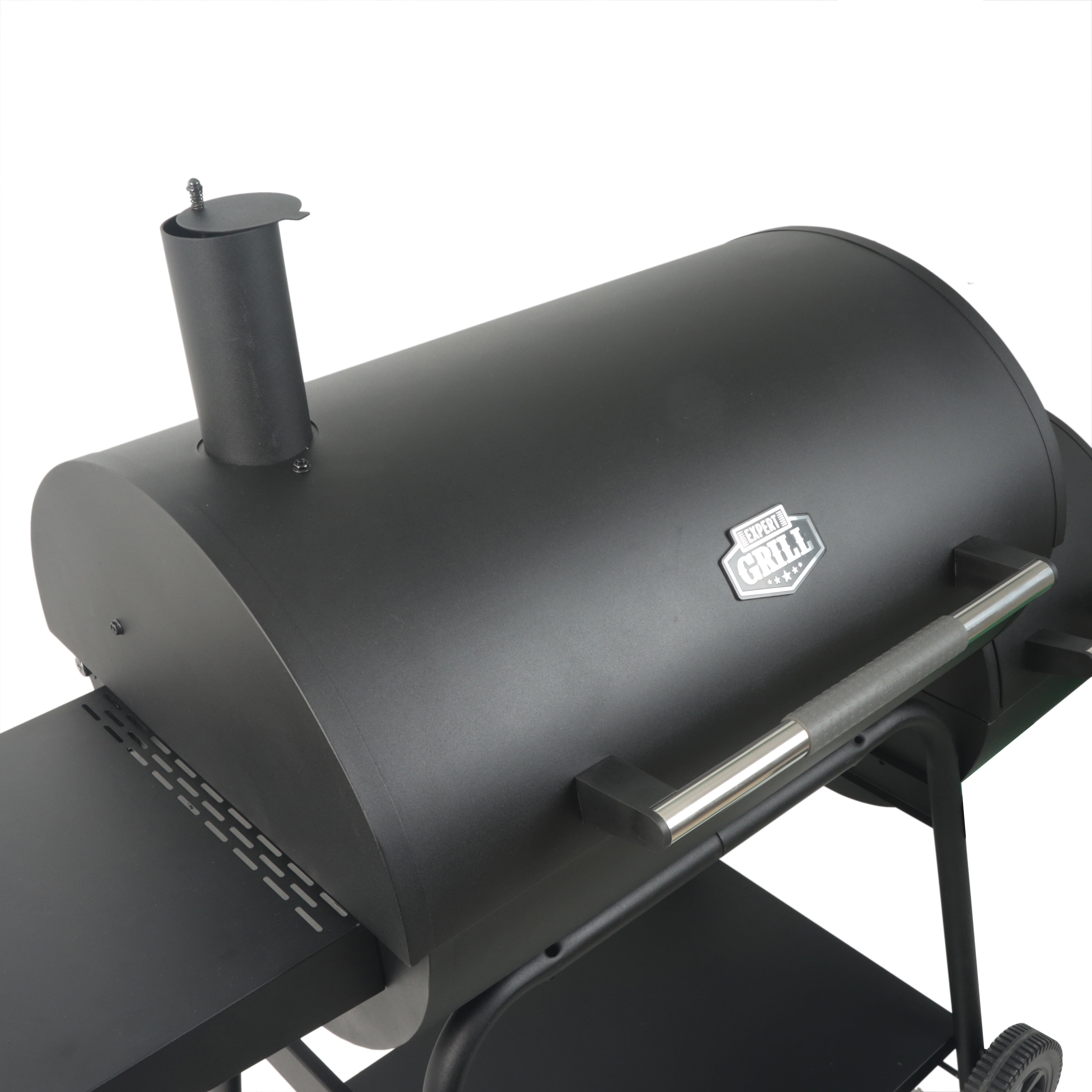 28" Offset Charcoal BBQ Smoker Grill, Black