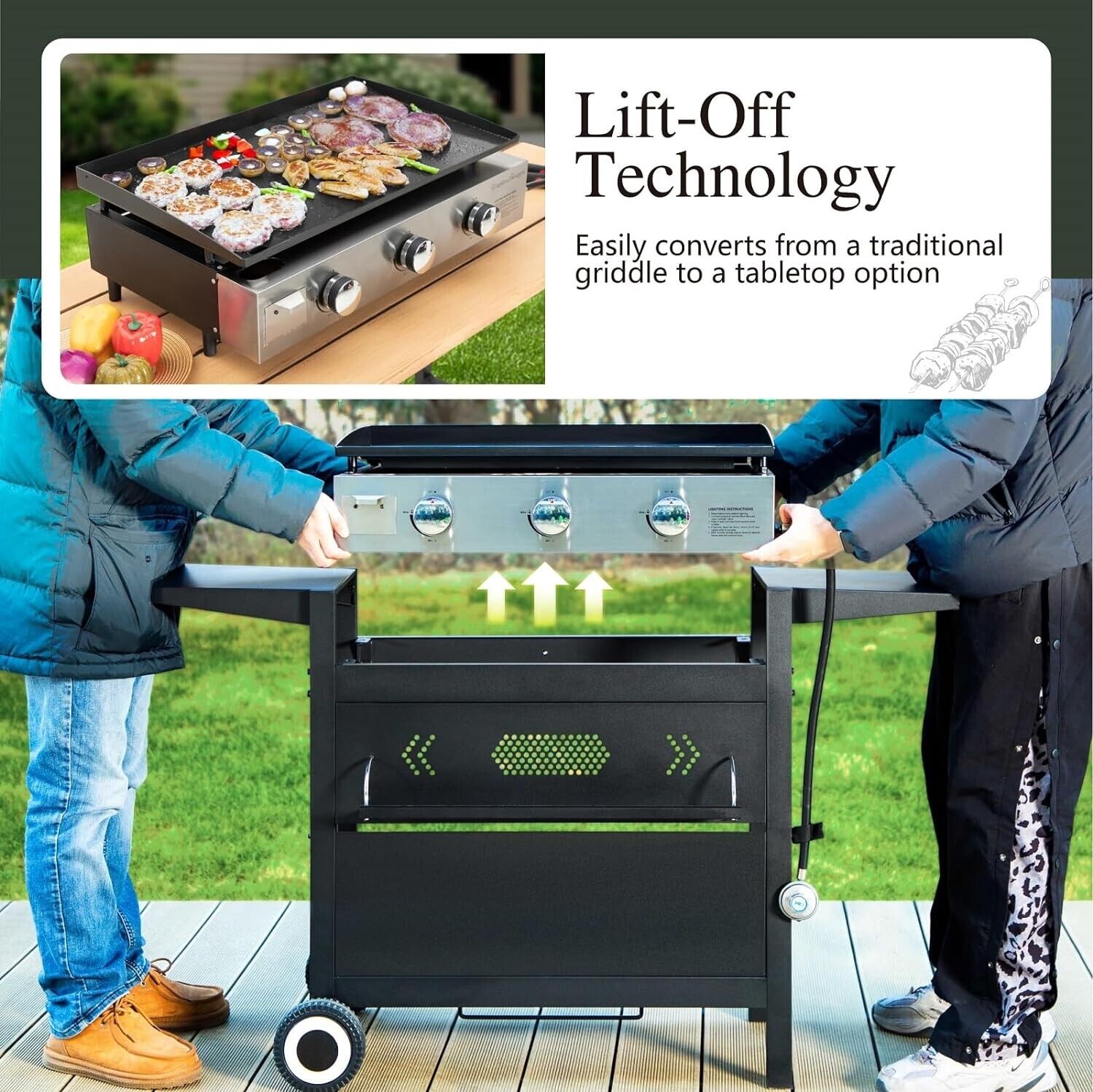 Outdoor Flat Top Gas Griddle Grill - 33000 BTU