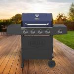 Blue Propane Gas Grill with 4 Burners and Side Burner