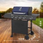 Blue Propane Gas Grill with 4 Burners and Side Burner