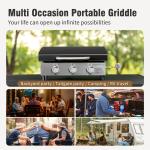 Portable Flat Top Gas Grill - 3 Burner