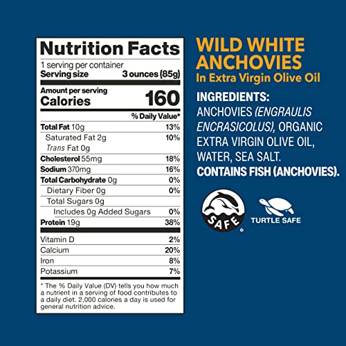 Wild Planet Anchovies with Sea Salt, 4.4oz (Pack of 12)