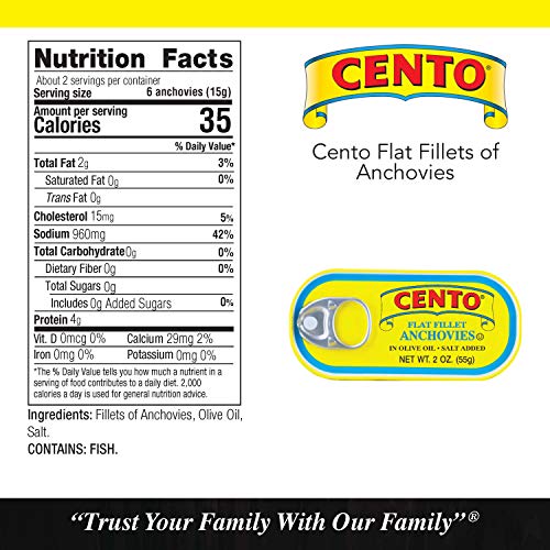 Cento Flat Anchovies: Olive Oil, 2oz